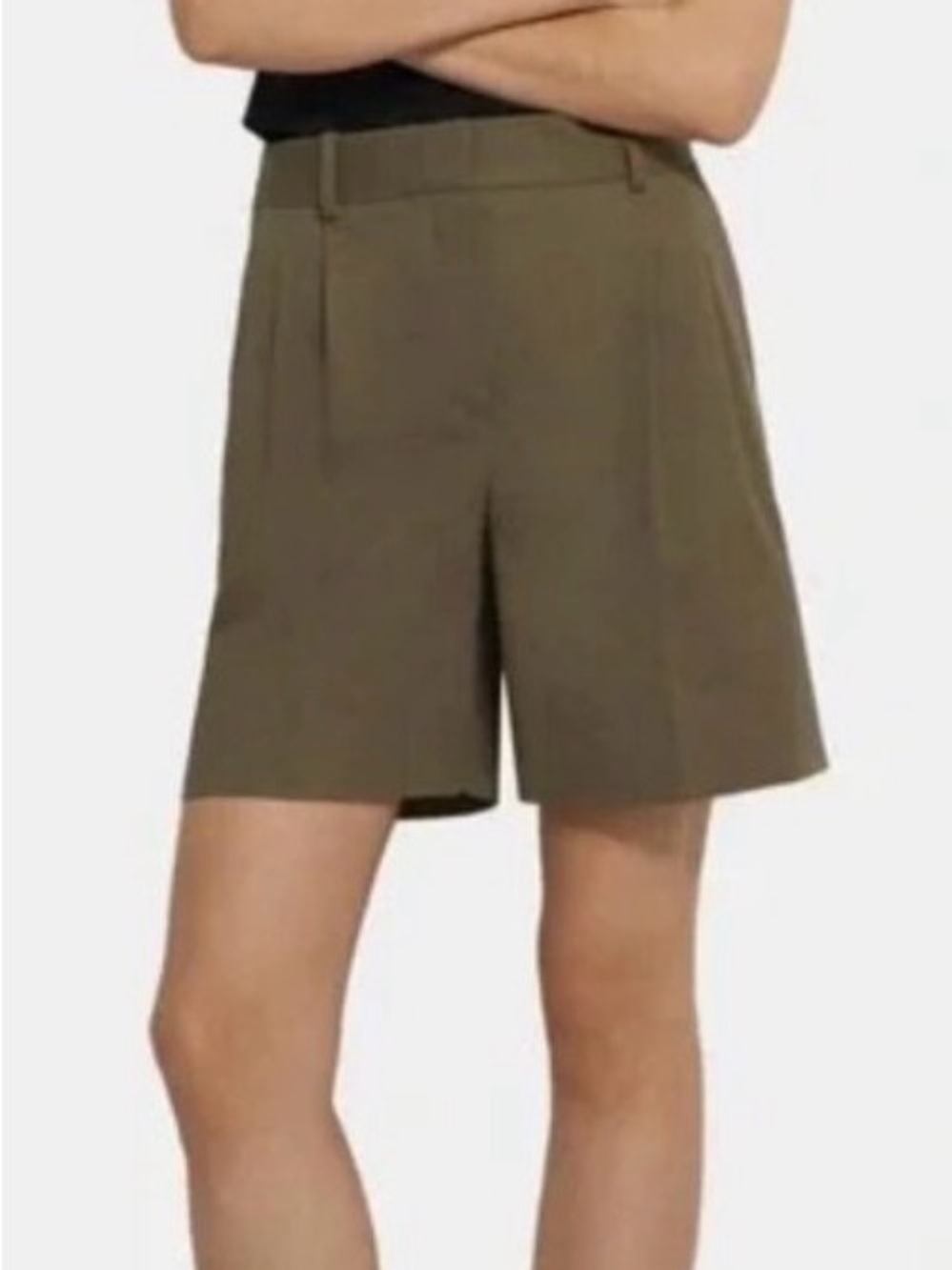 Theory Pleated A-Line Shorts in Olive